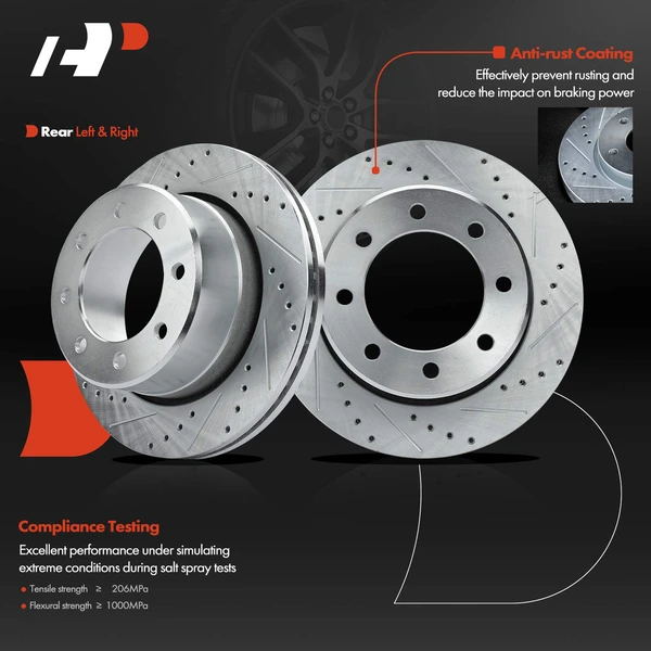 Rear Drilled Disc Brake Rotors for Dodge Ram 2500 09-10 Ram 3500 Ram 1500/2500