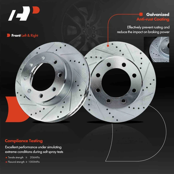 Front Drilled Brake Rotors for Dodge Ram 2500 3500 2009-2010 Ram 2011-2021