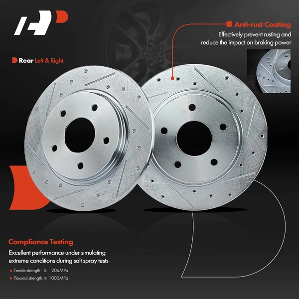Rear Drilled Brake Rotors for Chrysler Town & Country Dodge Grand Caravan