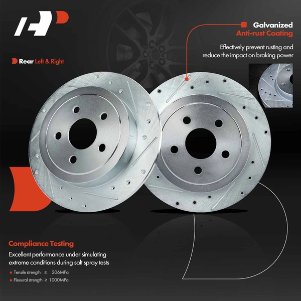 Rear Drilled Brake Rotors for Chrysler Cirrus PT Cruiser Sebring Dodge Plymouth