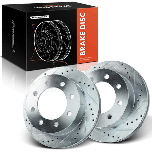 Front Drilled Brake Rotors for 2000-2002 Dodge Ram 3500