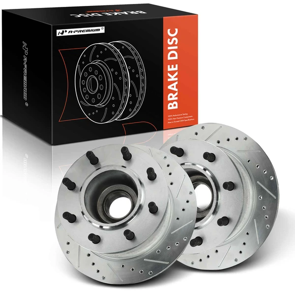 2 Pcs Front Drilled Brake Rotors for Ford F-350 Super Duty 1999-2002