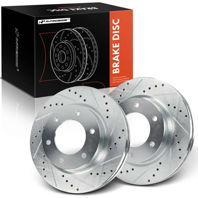 2 Pcs Front Drilled Brake Rotors