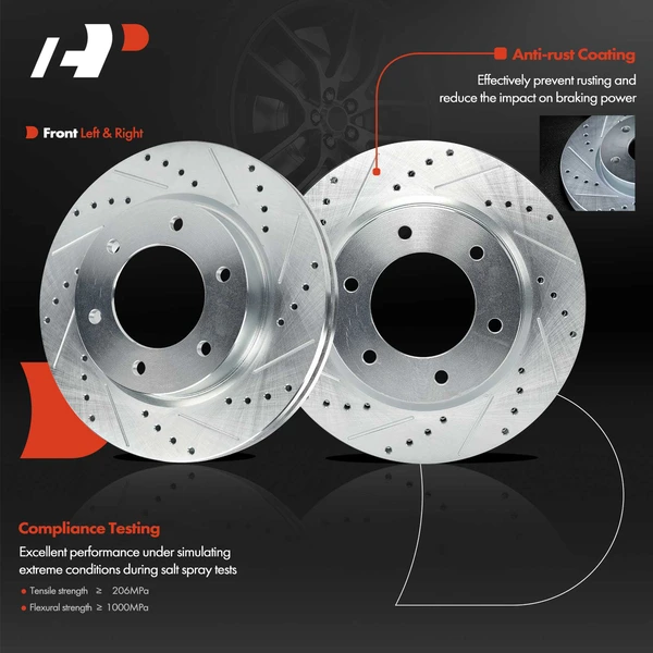 2 Pcs Front Drilled Brake Rotors for Ford Bronco Ranger 2021-2023