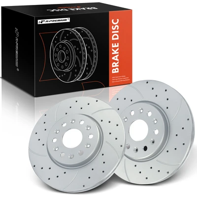2 Pcs Front Drilled Brake Rotors