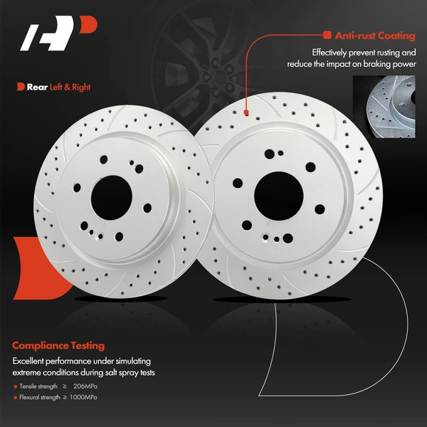 2 Pcs Rear Drilled Brake Rotors for Chevy Silverado 1500 Cadillac Escalade GMC