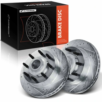 2 Pcs Front Drilled Brake Rotors