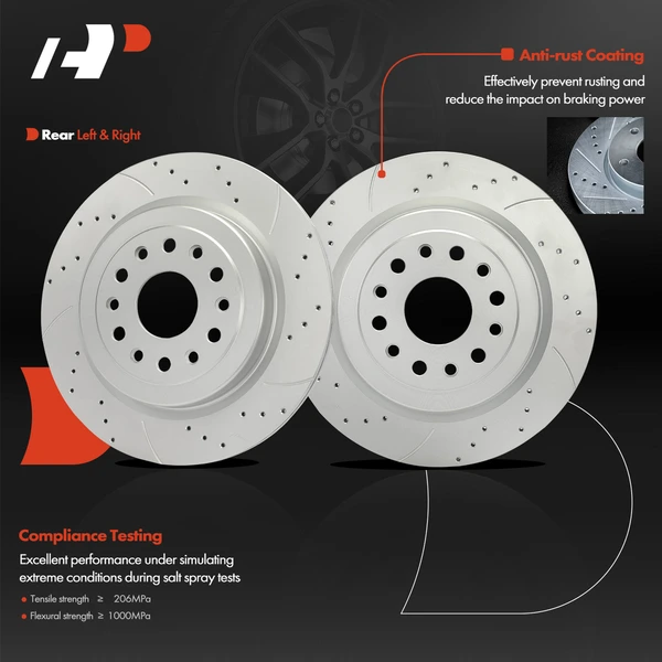 2 Pcs Rear Drilled Brake Rotors for Ram 1500 2019-2022