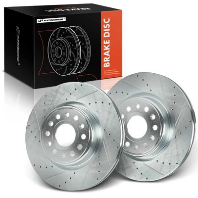 2 Pcs Front Drilled Brake Rotors