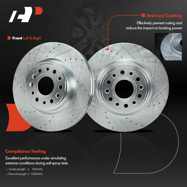 2 Pcs Front Drilled Brake Rotors for Ram 1500 2019-2022