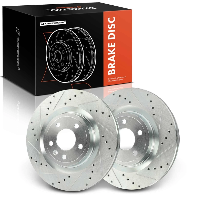 2 Pcs Front Drilled Brake Rotors for 2012 Ford Mustang