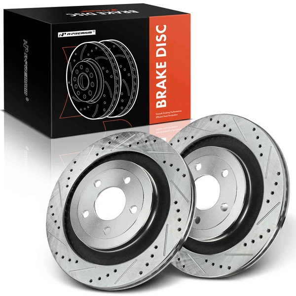 2 Pcs Rear Drilled Brake Rotors for Ford Mustang 15-22 V8 5.0L L4 2.3L