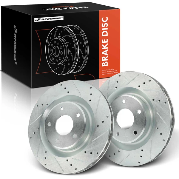 2 Pcs Front Drilled Brake Rotors for 2005-2007 Cadillac XLR