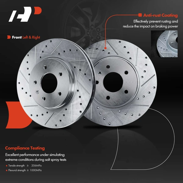 2 Pcs Front Drilled Brake Rotors for Cadillac STS 2009-2011