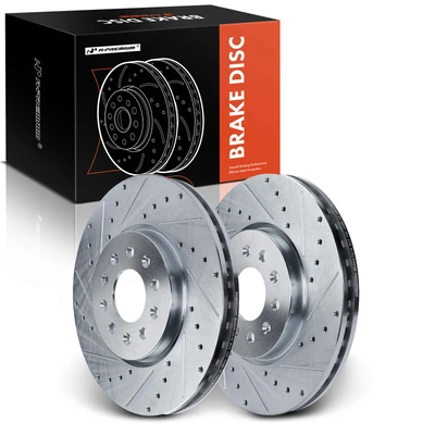 2 Pcs Front Drilled Brake Rotors