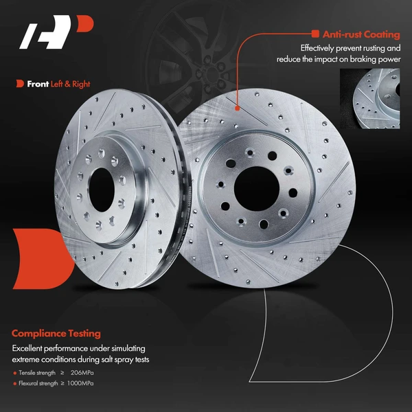 2 Pcs Front Drilled Brake Rotors for GMC Terrain 18-21 Chevy Equinox Buick