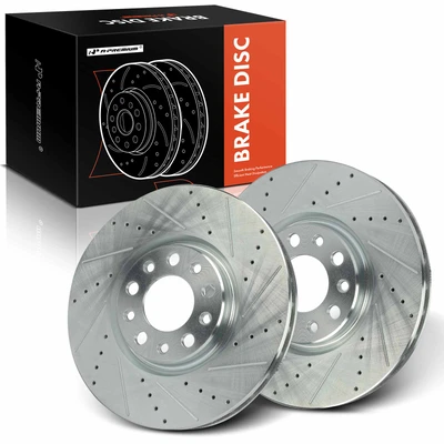 2 Pcs Front Drilled Brake Rotors