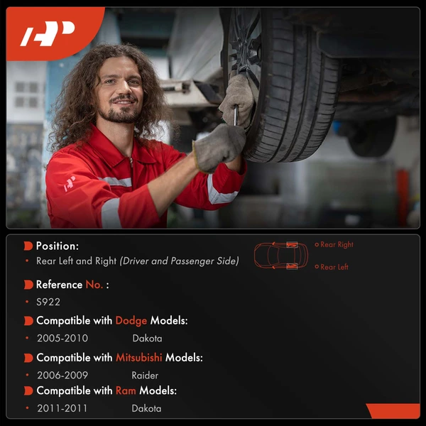 4 Pcs Pair Rear Ceramic Brake Shoes for Dodge Dakota 2005-2010 Mitsubishi Raider