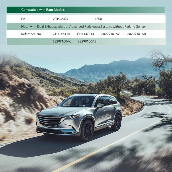 2 Pcs Rear Driver & Passenger Outer Bumper Trim for 2019-2024 Ram 1500