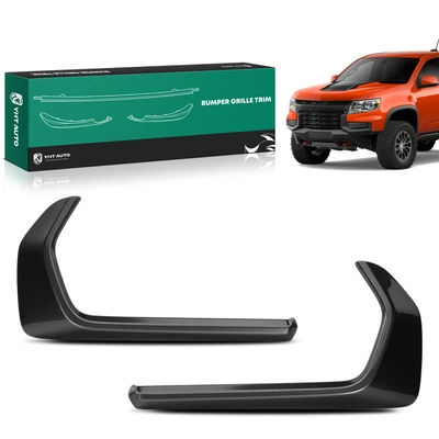 2 Pcs Front Driver & Passenger Outer Silver Bumper Trims