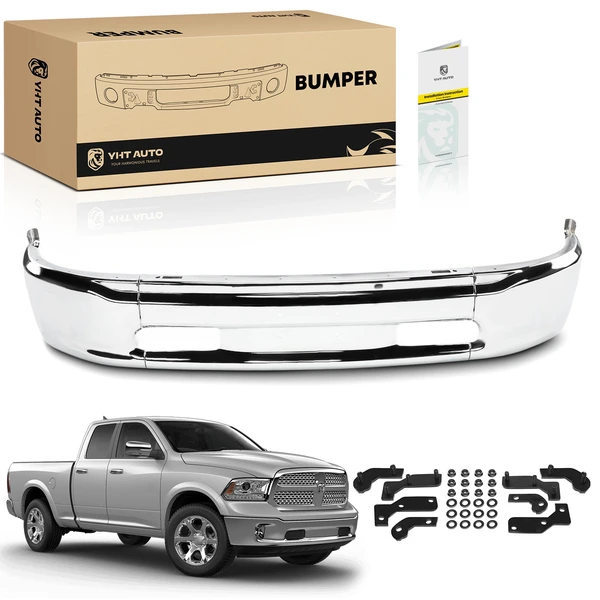 Chrome Front Bumper Face Bar with Fog Light for 2014-2018 Ram 1500