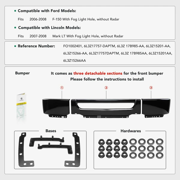 Front Bumper Face Bar for 2006-2008 Ford F-150