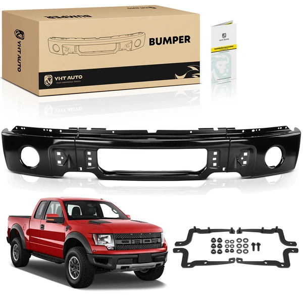 Black Front Bumper with Fog Light Holes for 2009-2014 Ford F-150