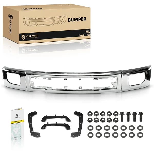 Chrome Front Bumper Face Bar with Fog Light Holes for Ford F-150 2015-2017