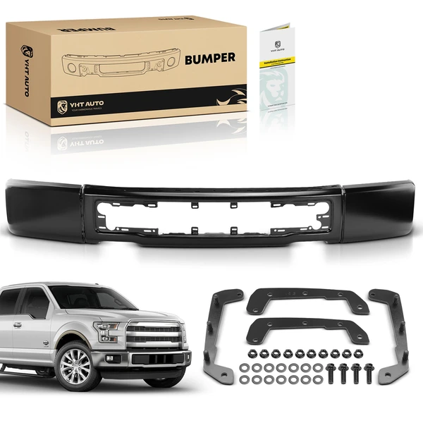 Black Front Bumper Face Bar without Fog Light Holes for Ford F-150 2015-2017