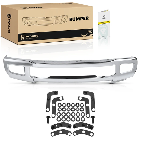 Chrome Front Bumper Face Bar with Fog Light for Ford F-250 Super Duty 2017-2019