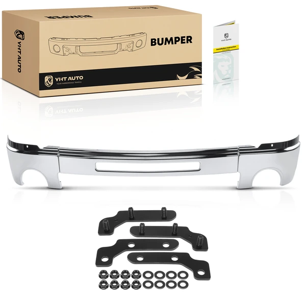Chrome Front Bumper Face Bar with Fog Light Hole for 2007-2010 GMC Sierra 3500 HD