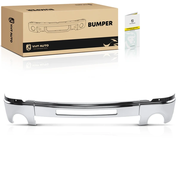 Chrome Front Bumper Face Bar with Fog Light Hole for 2007-2010 GMC Sierra 3500 HD