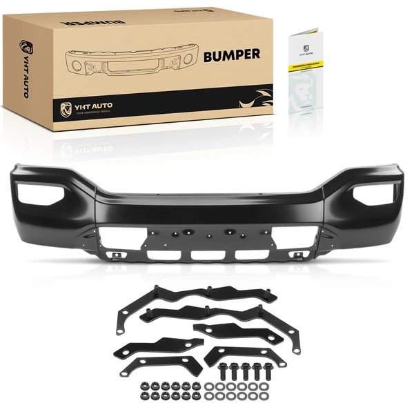 Front Black Bumper Face Bar with Hardware & Fog Hole for 2016-2018 GMC Sierra 1500
