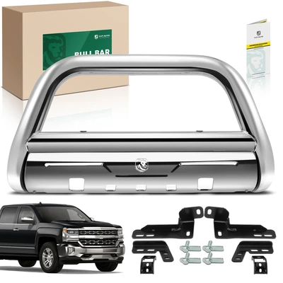 3.5 Inch Silver S/S 304 Bull Bar Front Bumper Grille Guard