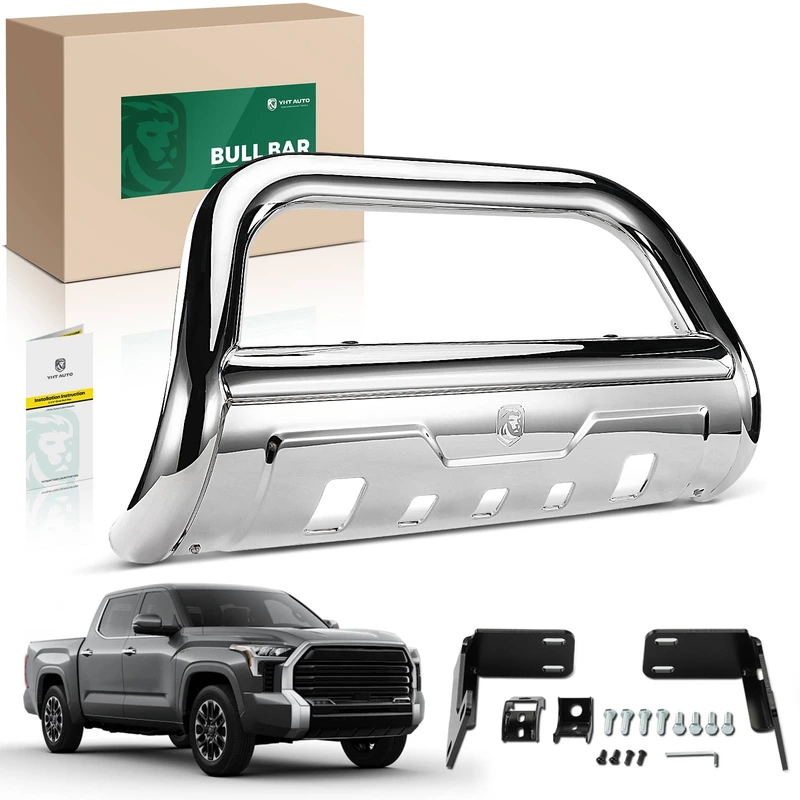 3.5 Inch Silver S/S 304 Bull Bar Front Bumper Grille Guard with Formed Skid Plate for 2016 Ram 3500