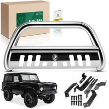 3 Inch Silver S/S 304 Bull Bar Front Bumper Grille Guard with Skid Plate