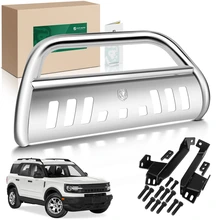 3 Inch Silver S/S 304 Bull Bar Front Bumper Grille Guard for 2021-2022 Ford Bronco Sport