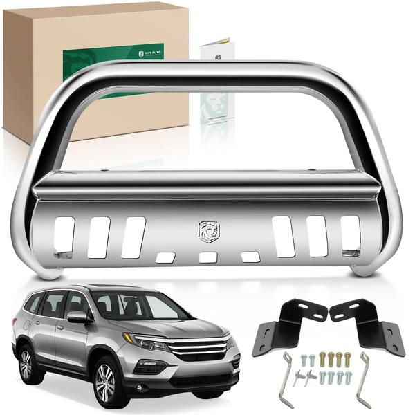3 Inch Silver S/S 304 Bull Bar Front Bumper Grille Guard for 2009-2015 Honda Pilot