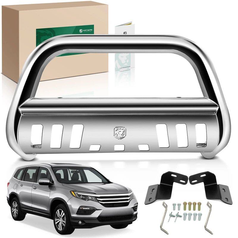 3 Inch Silver S/S 304 Bull Bar Front Bumper Grille Guard for Honda Pilot 2009-2015 without light