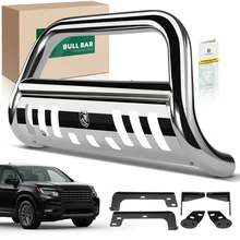 3 Inch Silver S/S 304 Bull Bar Front Bumper Grille Guard for 2017-2023 Honda Ridgeline