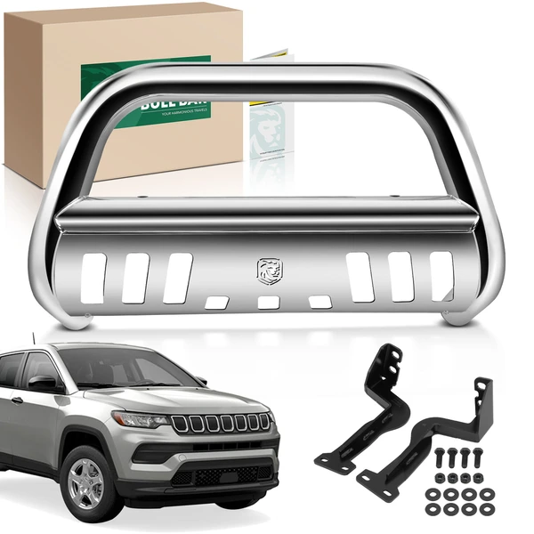 2.5 Inch Silver S/S 304 Bull Bar Front Bumper Grille Guard for 2015-2018 Jeep Renegade