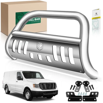 3 Inch Silver S/S 304 Bull Bar Front Bumper Grille Guard with Skid Plate