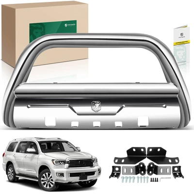 3.5 Inch Silver S/S 304 Bull Bar Push Front Bumper Grille Guard