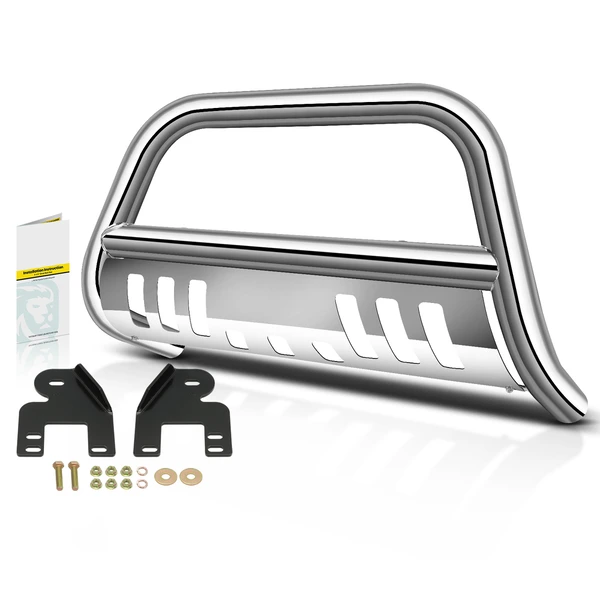 2.5 Inch Silver S/S 304 Bull Bar Front Bumper Grille Guard with Skid Plate for 2003-2009 Toyota 4Runner