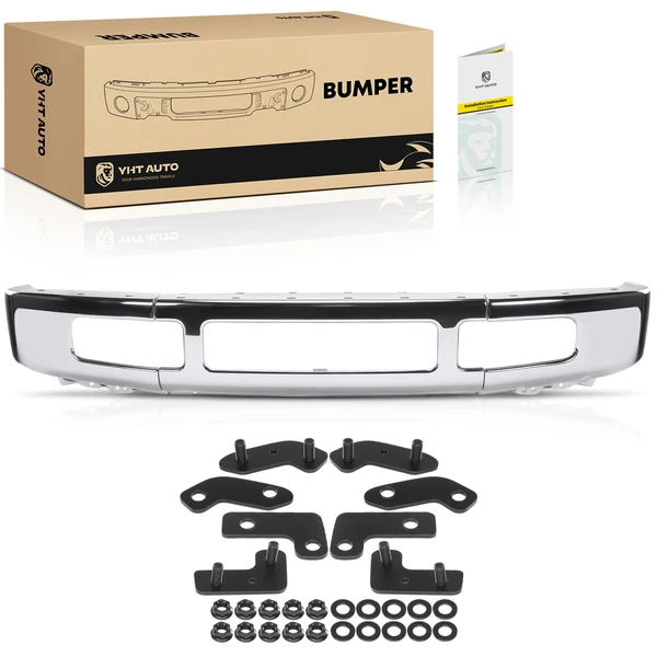 Chrome Front Bumper Face Bar with Fog Light Holes for 2008-2010 Ford F-350 Super Duty