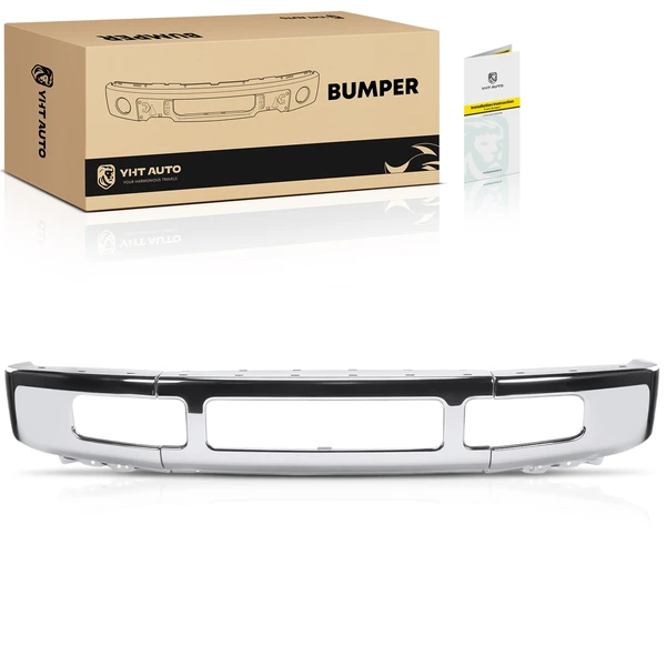 Chrome Front Bumper Face Bar with Fog Light Holes for 2008-2010 Ford F-350 Super Duty