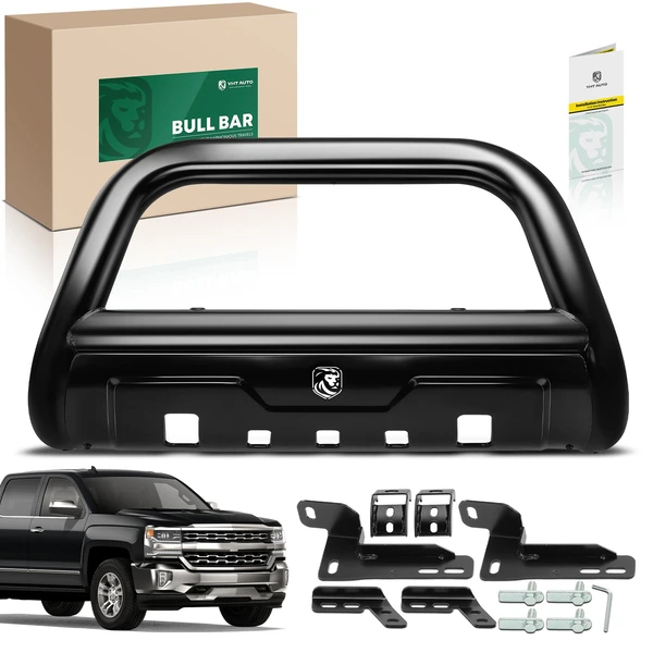 3.5 Inch Balck Carbon Steel Bull Bar Front Bumper Grille Guard for 2011-2019 GMC Sierra 3500 HD