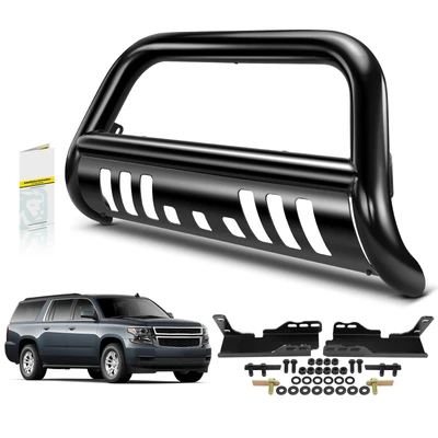 3 Inch Black Carbon Steel Bull Bar Front Bumper Grille Guard