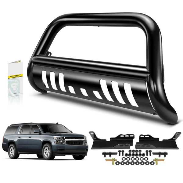 3 Inch Black Carbon Steel Bull Bar Front Bumper Grille Guard for 2015-2020 GMC Yukon XL