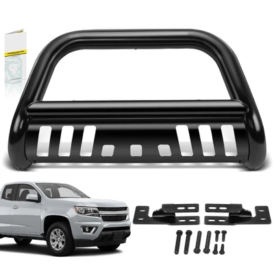 3 Inch Black Carbon Steel Bull Bar Front Bumper Push Grille Guard